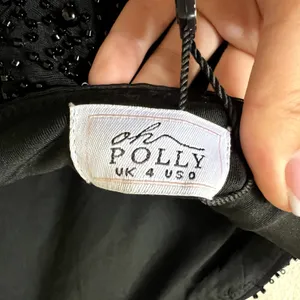 Oh Polly Positano Embellished High Neck Split Maxi Dress in Black Size 0 New thumbnail 9