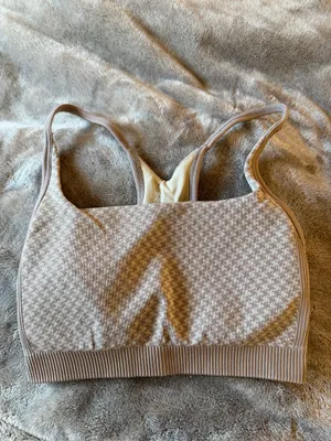 All in Motion Houndstooth Sports Bra - Tan thumbnail 5