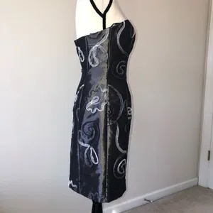 Vintage Jessica McClintock Dress Autumn Wedding Guest Strapless S XS Metallic 90 thumbnail 4