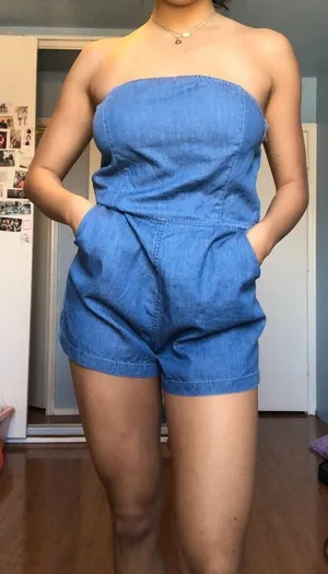Strapless Blue Jean Romper thumbnail 1