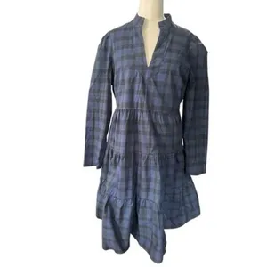 Sail To Sable Blackwatch Plaid Tunic Flare Dress Green Navy Tartan Womens Medium thumbnail 14