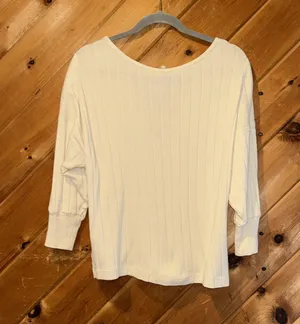 We the free free people cream lace up ribbed sweater top thumbnail 5