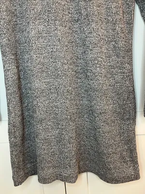 Lou & Gray Heathered Gray Ribbed Turtle Neck Long Sleeve Dress - Size Medium thumbnail 6