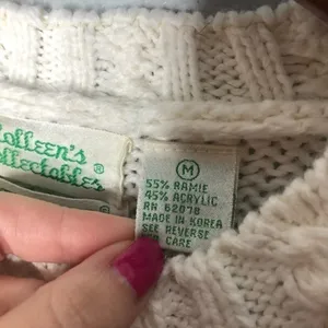 Vintage 1990’s white with pink rose floral sweater thumbnail 4
