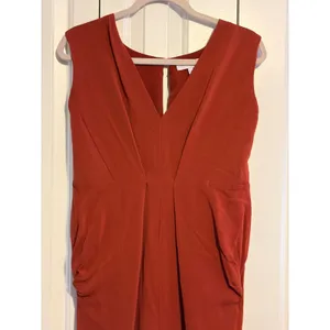 REISS Gracie Pleat Detailed Midi Dress‎ Rust Orange US 10 thumbnail 4