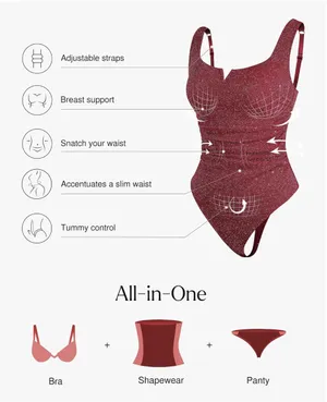 Popilush metallic bodysuit Red Size XXL thumbnail 2