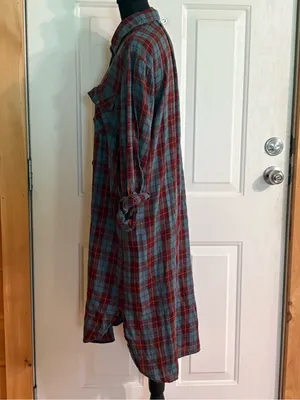 Natural Life size S Plaid Button-Front Shirt Dress in Blue and Brown. NWOT thumbnail 3