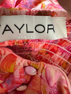NWT Taylor Floral Tiered Maxi Dress Size 10 Pink Orange Ruffle Peplum thumbnail 6