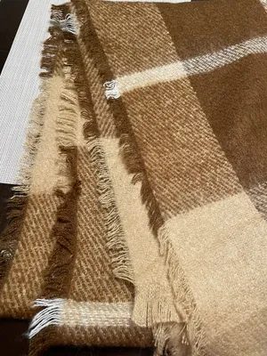 Polo Lauren Ralph Lauren Brown Tan and Ivory Plaid Large Scarf thumbnail 2