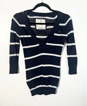 Vintage y2k Abercrombie Fitch Top XS Blue Striped Bella Swan Elena Gilbert thumbnail 1