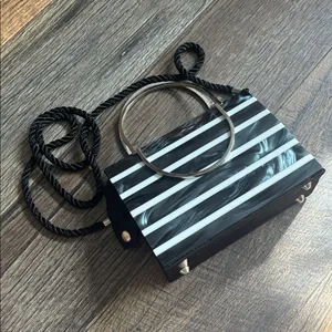 Black and White Striped Handbag thumbnail 3