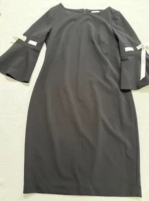 Calvin Klein Black Bell Sleeve Bow Sheath Dress Womens 12 Boat Neck CD8C117L thumbnail 1