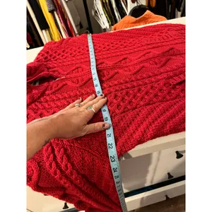 Aran Craft Ireland Red 100% Wool Made in Ireland Cardigan Sweater Size Large thumbnail 8