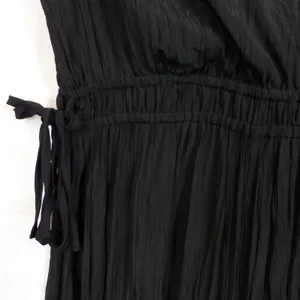 Zara Jumpsuit Womens M Black Sleeveless V-Neck Wrinkled Satin Effect Wide Legs thumbnail 6