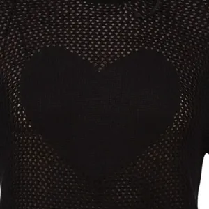 No Boundaries Womens Sweater Size S Black Soot Heart Mesh Open Knit Gothcore thumbnail 7
