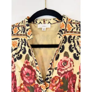 A Loves A Womens Dress Brown Vintage Floral Split V Neck Midi A Line Boho XS thumbnail 4