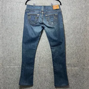 True Religion Bootcut Jeans Dark Wash Distressed Denim USA Made Size 29 Altered‎ thumbnail 8