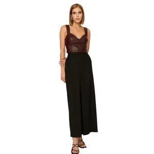 Peter‎ Som -1628 Rent The Runway - Burgundy Red Faux Leather Bustier Top Size 2 thumbnail 8