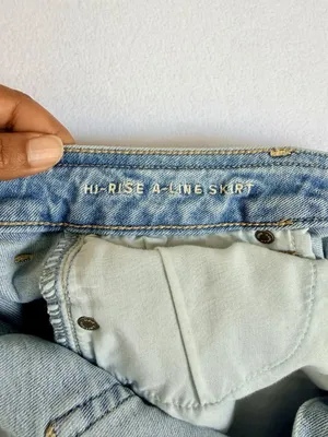 American Eagle Womens Size 00 High Rise A-Line Denim Mini Skirt‎ Button Front thumbnail 11