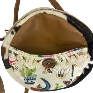Womens Western Cow Print Round Crossbody Bag Brown Desert Boho Festival Size OS thumbnail 8