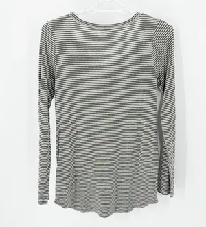SPLENDID THERMAL FOREVER HENLEY lightweight casual gray striped longline thumbnail 6
