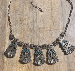 Statement Rhinestone Necklace Blue thumbnail 3