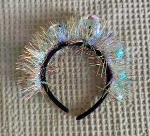 disco ball headband with holographic tinsel thumbnail 1