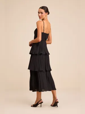 LULU’S Cascading Crush Black Tiered Bustier Midi Dress thumbnail 4