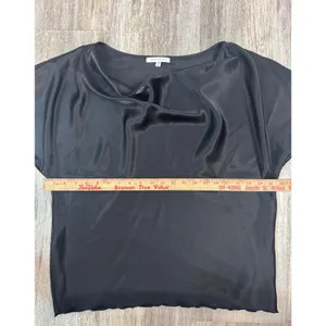 TASH+SOPHIE Black Drape Neck Short Sleeve Top Made in USA Size‎ L thumbnail 4