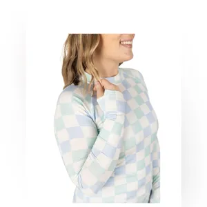 Michelle Mae Checkered Long Sleeve buttery soft rayon blend Top size large thumbnail 6