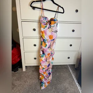 PrettyLittleThing Multicolor Abstract Midi Dress thumbnail 3