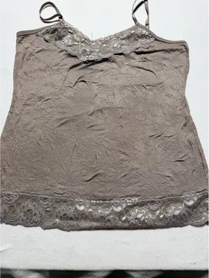 Brown Lace Trim Camisole Tank Top thumbnail 7