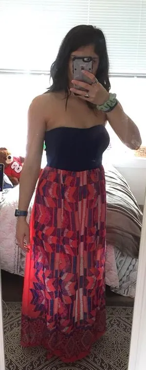 Strapless Colorful Dress Blue thumbnail 1