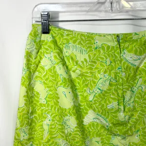 Lilly Pulitzer Size 4 Skirt VTG‎ White Label Green Animal Print Retro Cotton 464 thumbnail 7