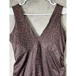prAna Pearl Isla Dress Deep Pine Spots Ruched Stretch Casual Travel Dress L New thumbnail 2