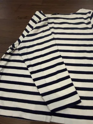 J. Crew Navy and White Striped Boatneck 3/4 Sleeve Top Large C60-034 thumbnail 5