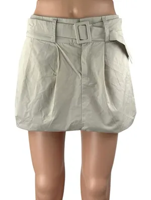 Peppermayo Mooncharged Women's Beige Pleated Belted Casual Mini A-Line Skirt 4 thumbnail 1
