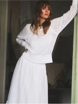 J.CREW Pointelle Open Knit Crew Neck Sweater thumbnail 2