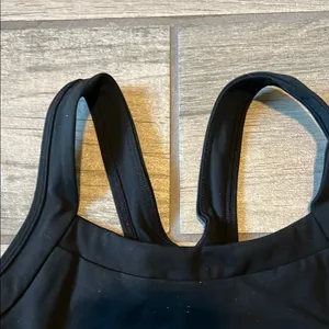 Black Racerback Sports Bra with Moisture-Wicking Fabric thumbnail 3