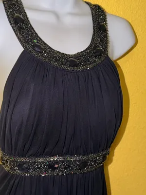 Xscape Black Halter Maxi Dress with Beaded Waist thumbnail 13