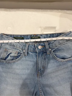 Wild fable denim jeans relaxed straight mid rise 2-tone contrast side panel thumbnail 6