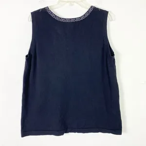 Maggie Barnes Black Embroidered Neckline Sleeveless Shirt Top Size thumbnail 2