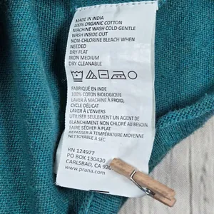 Prana‎ Stacia Sweater Teal Green Geometric Knit Organic Cotton Size S thumbnail 5