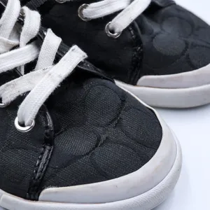 Coach Polly Signature Monogram Sneakers Womens 9B Black Jacquard Patent Low Top thumbnail 12
