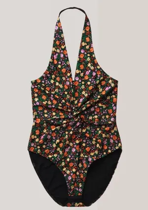 Ganni Floral Multi Color halter neck Bodysuit Top/size thumbnail 2
