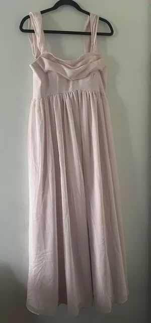Azazie Blush Pink Chiffon Maxi Dress 10 Wedding Bridesmaid Formal Romantic thumbnail 1