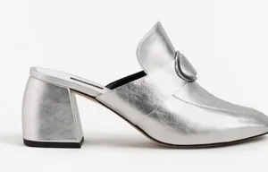 Mango Metallic Silver Mules thumbnail 1