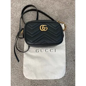 Gucci GG Marmont Mini Camera Bag Black Matelassé Leather Crossbody thumbnail 3