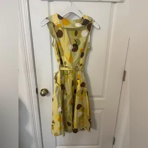 FINAL PRICE Mlle Gabrielle Yellow and Brown Polka Dot Midi Dress thumbnail 7