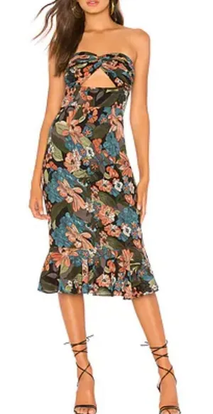 About Us Chloe Multicolor Floral Cut Out Front Strapless Midi Sundress Size XXS thumbnail 1